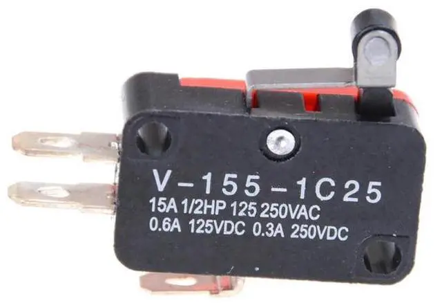 Alt view image 3 of 3 - 5Pcs SPDT V-155-1C25 Short Hinge Roller Lever Control Limit Micro Switch