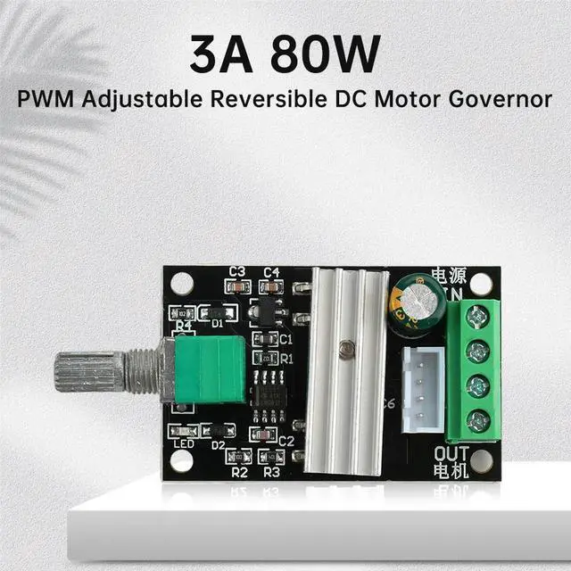Alt view image 2 of 3 - DC 6V 12V 24V 28V 3A 80W PWM Motor Speed Controller Adjustable Speed DC Motor Driver Forward Reverse Switch