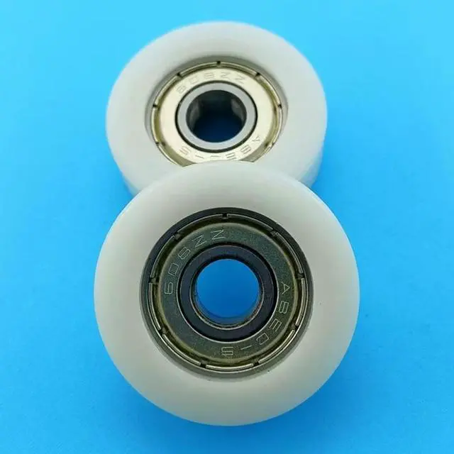 Main image of 1pc 8*32*12mm Embedded 608zz Bearing, Wrapped Rubber, POM/ Nylon Bearing Pulley, Flat Roller Pulley Wheel
