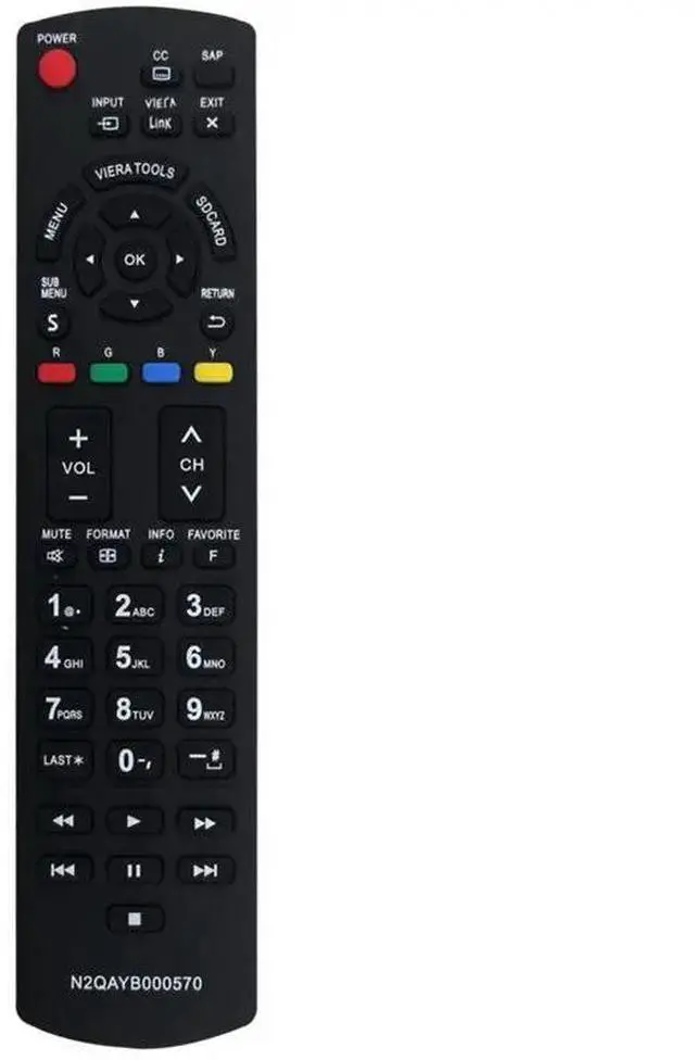 Main image of Replace N2QAYB000570 TV Remote For Panasonic TV TC-L42E3 TC-L42E30 TC-L42U30 TC-32LX34 TC-32LX44S TC-42PX34 TC-50PX34