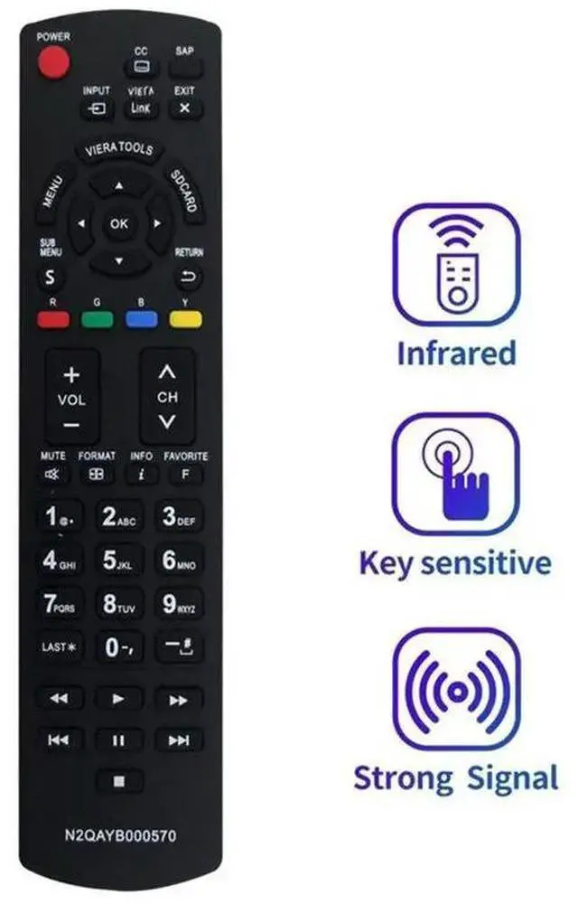 Alt view image 3 of 3 - Replace N2QAYB000570 TV Remote For Panasonic TV TC-L42E3 TC-L42E30 TC-L42U30 TC-32LX34 TC-32LX44S TC-42PX34 TC-50PX34