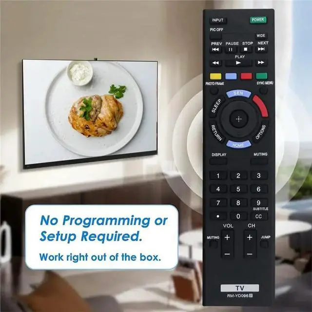 Alt view image 3 of 3 - RM-YD096 Replace Remote For Bravia LCD TV KDL-70R550A KDL-60R550A KDL-50R550A KDL-70R520A KDL-60R520A KDL-60R510A