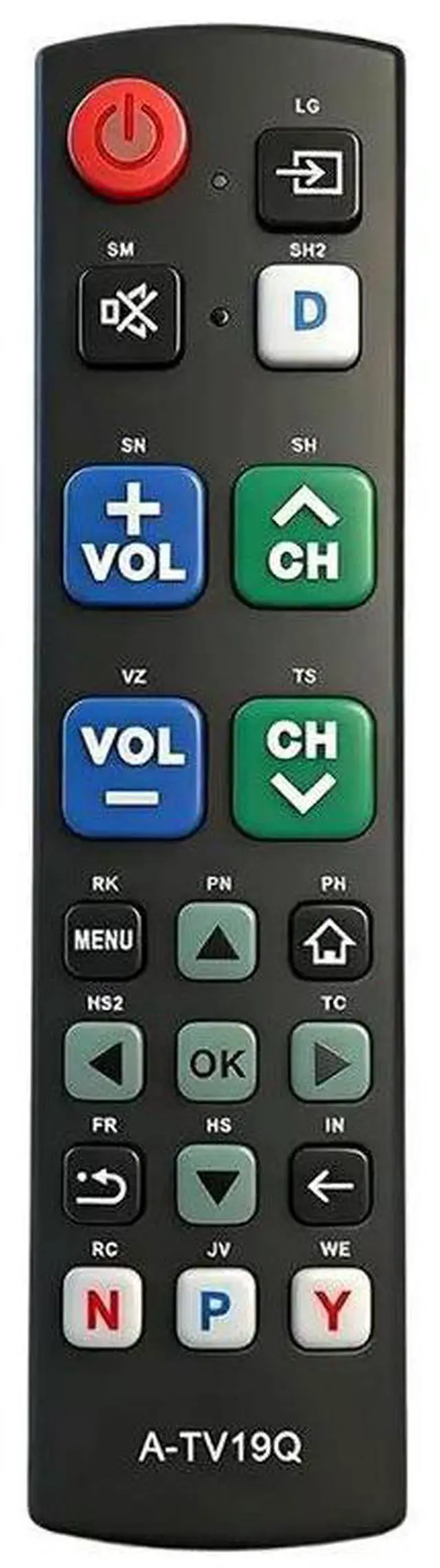 Main image of A-TV19Q Universal Big Button TV Remote For Seniors Easy To Use And Set Up With Learning Functions Fit Most TV