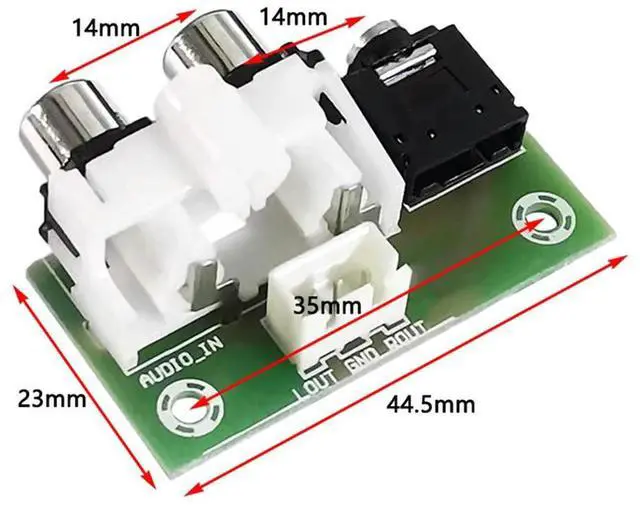 Main image of 3.5MM Audio Socket Dual AV Lotus Socket Input To XH2.54-3P Output Adapter Small Board For Audio Cable RCA Lotus Socket