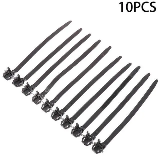 Main image of 10PCS Auto Fasteners Black Color Nylon Plastic Vehicle Motocycle Cable Tie Car Wiring Harness Retainer Clip Push Mount