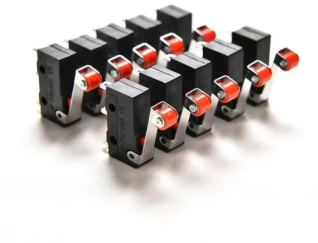 Main image of 10Pcs Micro Roller Lever Arm Open Close Limit Switch KW12-3 PCB Microswitch