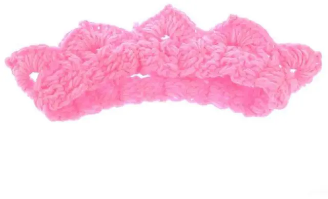Alt view image 2 of 3 - Crown Photography Hat Pink Handmade Crochet Knit Elastic Breathable Photo Prop 0-6 Months Photo Props