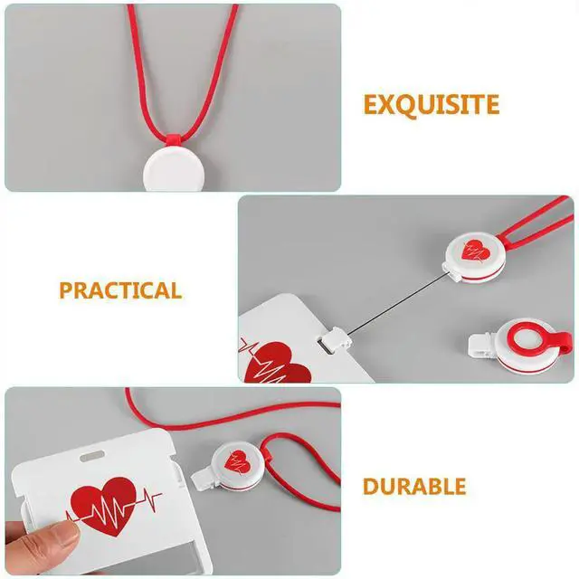 Alt view image 2 of 3 - Id Cards Holder Retractable Badge Holder Lanyard Creative Pattern for Nurses Doctors Work Name Cards Badge Reel