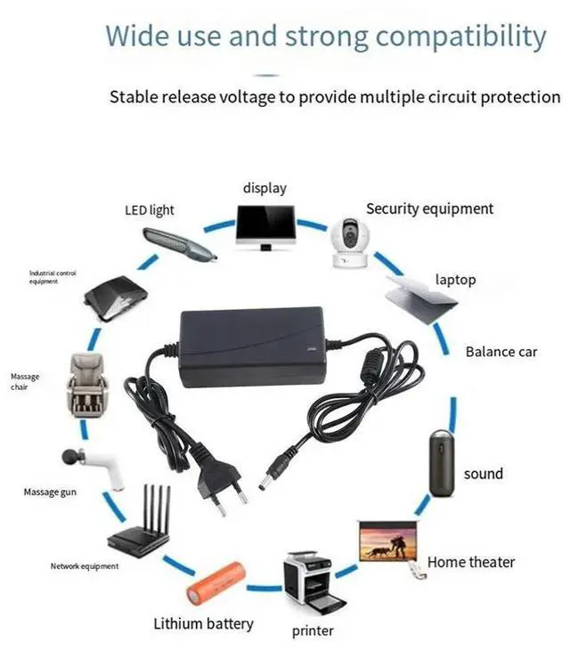 Alt view image 2 of 3 - 14.6V 3A Lifepo4 Iron Phosphate Charger Lithium-Ion Power Charger EU Plug Durable Black