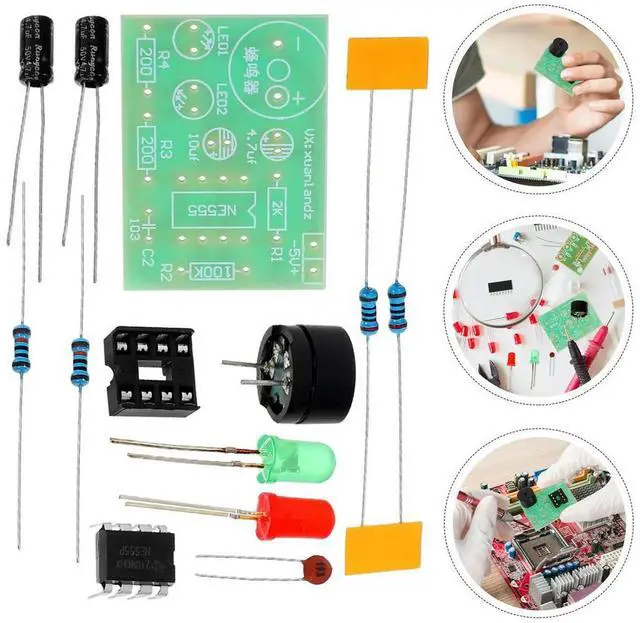 Main image of 3Pcs Electronics Training Kit Ne555 MultiDual LED Flasher Kit Soldering Practice Board DIY 555 Timer Circuit