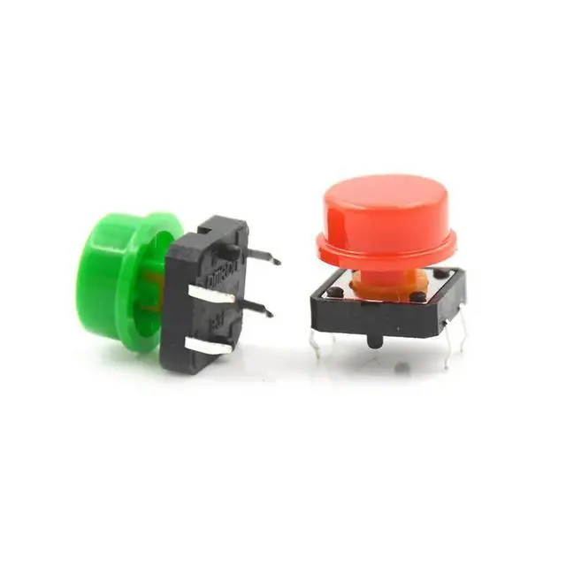 Alt view image 3 of 3 - 25pcs/Set Momentary Tactile Push Button Touch Micro Switch 4P PCB Caps 12x12x7.3mm