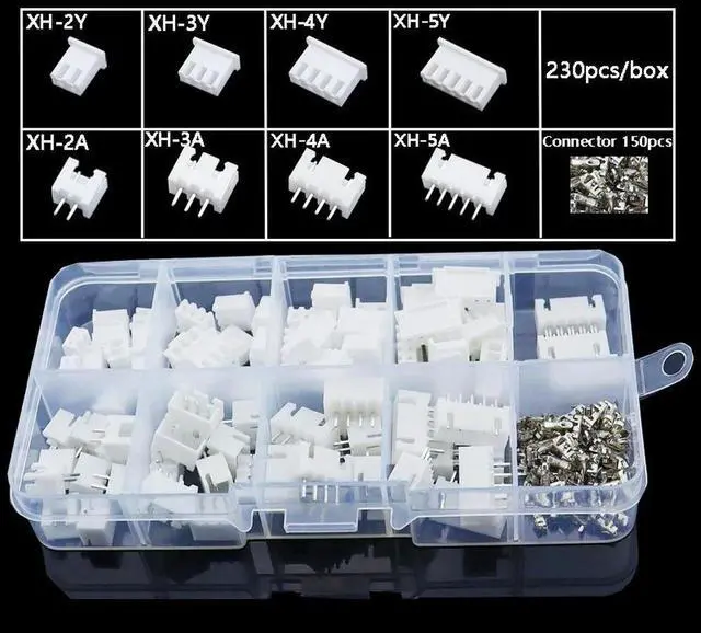 Main image of 230Pcs XH2.54 PH2.0 2p 3p 4p 5 Pin 2.54mm 2.0mm Pitch Terminal Kit JST Connector Wire Connectors Adaptor Box Packing