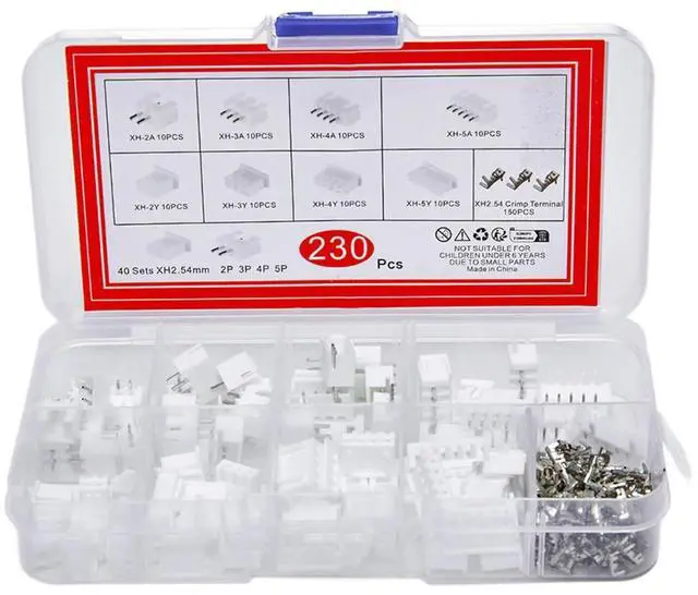 Alt view image 3 of 3 - 230Pcs XH2.54 PH2.0 2p 3p 4p 5 Pin 2.54mm 2.0mm Pitch Terminal Kit JST Connector Wire Connectors Adaptor Box Packing