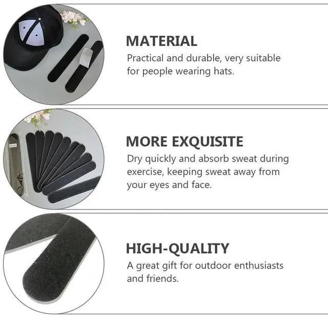 Alt view image 3 of 6 - 20Pcs Sweat Absorbing Pads Quick Dry Non-Woven Fabric Hat Liner Absorbent Stickers Outdoor Sports Sweat Protector Collar Pads