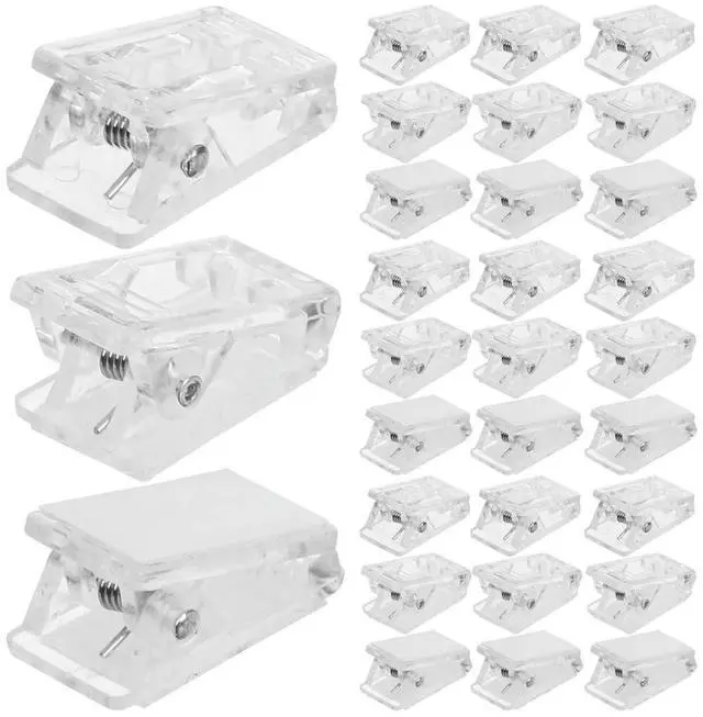 Alt view image 2 of 3 - 30Pcs Clear Id Badge Clips Transparent Spring Self Adhesive Clips for Name Tags Photo Posters Wall Decorations School Trade