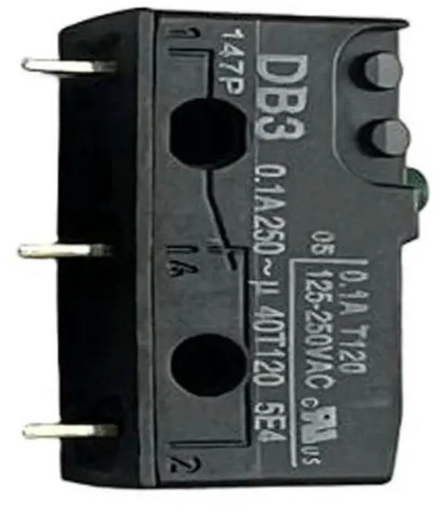 Main image of 3-pin DB3 Gold Contact 0.1A 250V Microswitch Travel Limit Button Switch IP50 Micro Switch