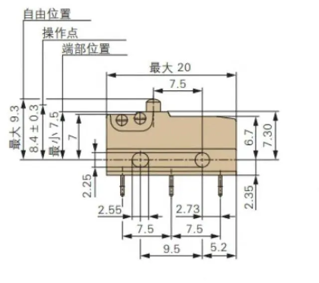 Alt view image 3 of 6 - 3-pin DB3 Gold Contact 0.1A 250V Microswitch Travel Limit Button Switch IP50 Micro Switch
