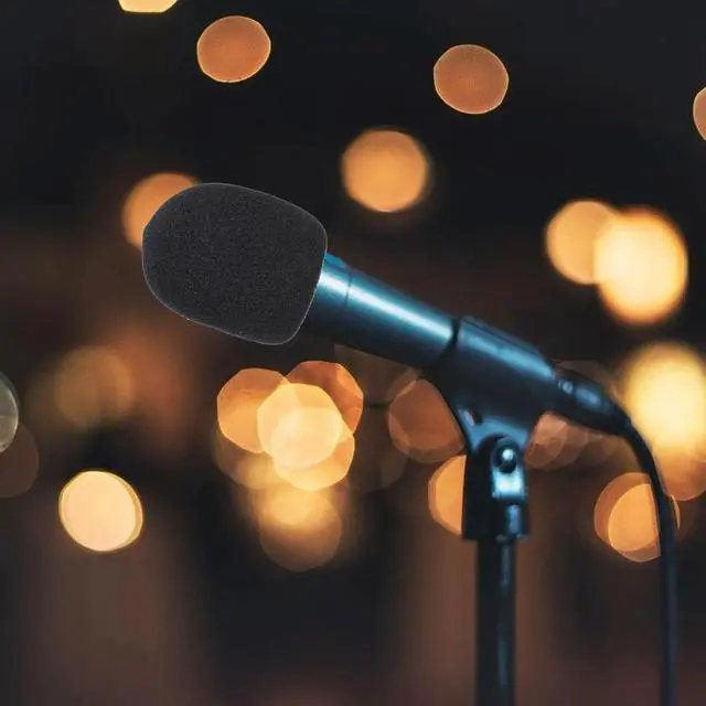 Alt view image 3 of 3 - 4Sets Microphone Sponge Covers High Density Noise Reduction Mic Rubber Rings Anti-Fall Non-Slip Holder Suitable for Handheld Mic