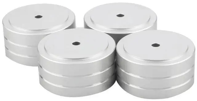 Alt view image 2 of 3 - 4Pcs 40X20mm Aluminum HIFI AMP Speaker Isolation Stand Turntable DAC Feet Pad (Silver)