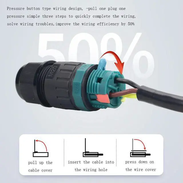 Main image of M20 3 Pin Push Type Wiring Terminal Wire Connector for Electrical Light Junction Box DIY IP68 Waterproof Cable Connector
