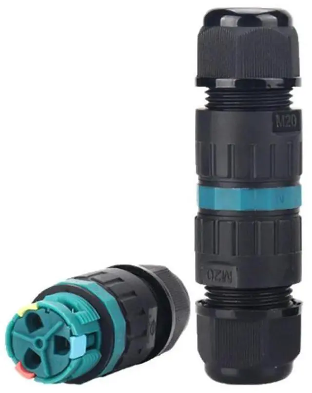 Alt view image 2 of 6 - M20 3 Pin Push Type Wiring Terminal Wire Connector for Electrical Light Junction Box DIY IP68 Waterproof Cable Connector