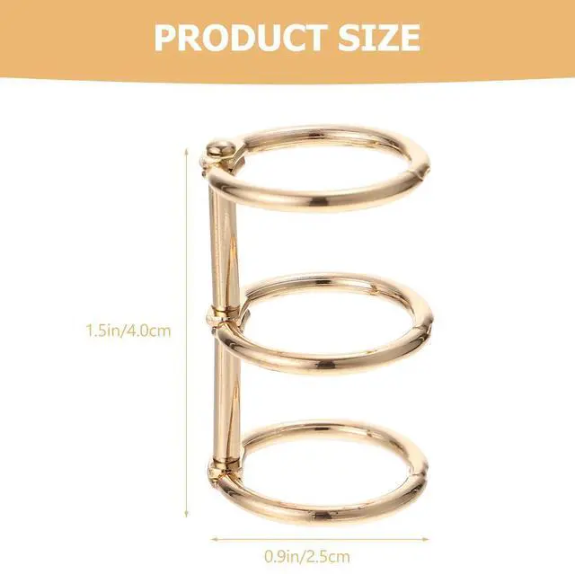 Alt view image 2 of 6 - 6 Pcs Golden l Binder Rings Loose Leaf Folder Book Clip Ring Three Hole Punch Notepad Clip Ring Office Binding Supplies