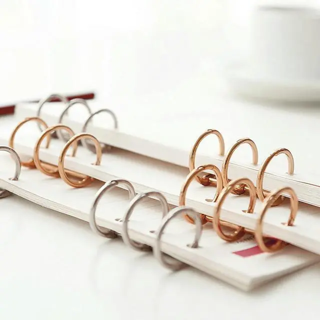 Alt view image 3 of 6 - 6 Pcs Golden l Binder Rings Loose Leaf Folder Book Clip Ring Three Hole Punch Notepad Clip Ring Office Binding Supplies