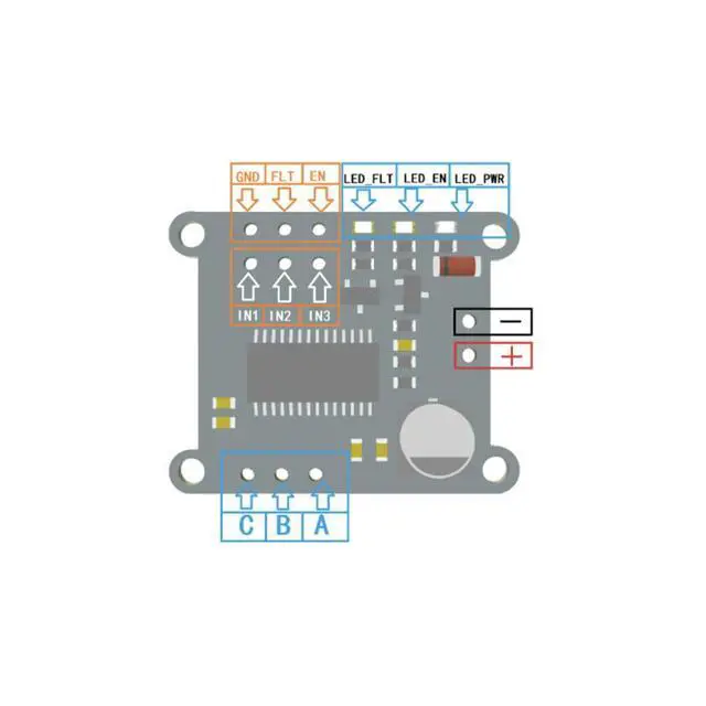 Alt view image 2 of 3 - Deng FOC Mini 8-35V BLDC Motor Drive Board 2.5A DRV83131 Chip Motor Drive Controller PWM Output Pin with Indicator Light