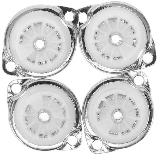 Main image of 4Pcs 9pin Ceramic Tube Sockets Durable Audio Accessories Conductive Plating Easy Installation Ceramic 9pin Pcb Tube Socket