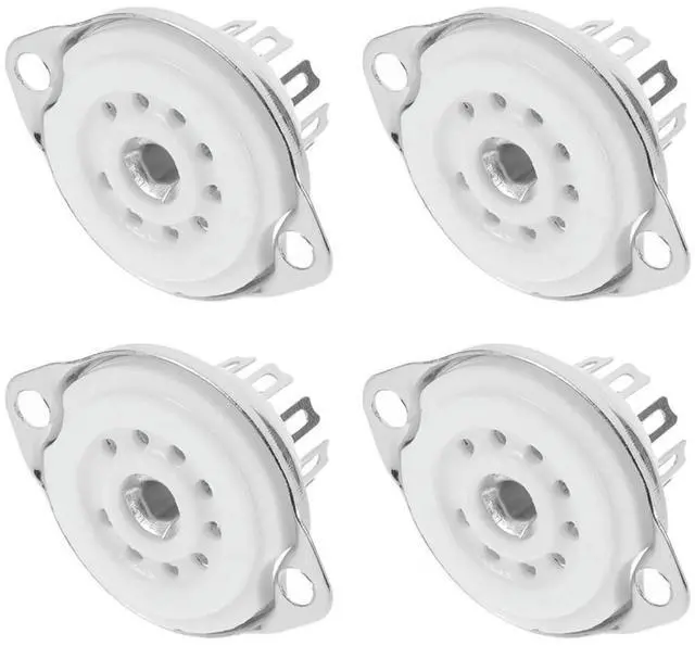 Alt view image 2 of 3 - 4Pcs 9pin Ceramic Tube Sockets Durable Audio Accessories Conductive Plating Easy Installation Ceramic 9pin Pcb Tube Socket