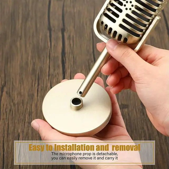 Alt view image 3 of 6 - 4Pcs Vintage Microphone Antique Microphone Toy Microphone Stage Table Decor Gold
