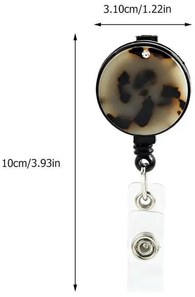 Alt view image 2 of 3 - Leopard Design Badge Clip Plastic Badge Name Holder for Nurses Doctors Teachers Students Office Staff Retractable Id Card Holder