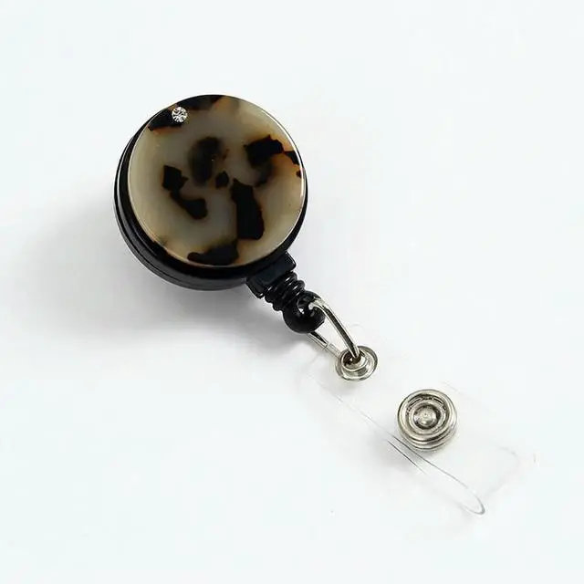 Alt view image 3 of 3 - Leopard Design Badge Clip Plastic Badge Name Holder for Nurses Doctors Teachers Students Office Staff Retractable Id Card Holder