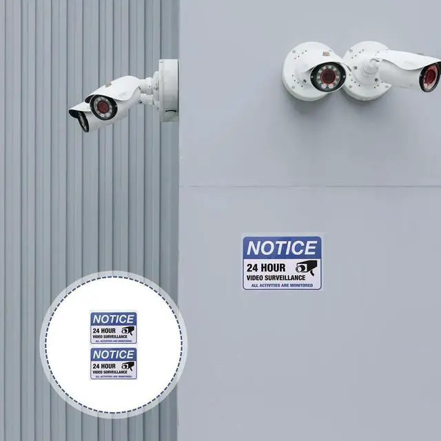 Main image of 2Pcs Monitored Warning Stickers Premium Adhesive Video Surveillance Decals Security Warning Sticker for Public Places Shops