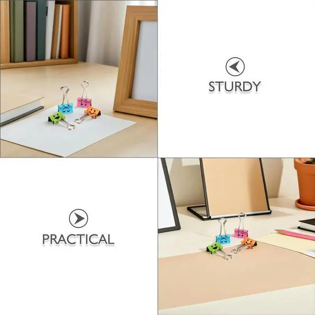 Alt view image 2 of 3 - 40Pcs Colorful Long Tail Clips with Cute Smile Face Heavy Duty Paper Clamping Binder Clips for Students Teachers Office