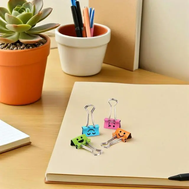 Alt view image 3 of 3 - 40Pcs Colorful Long Tail Clips with Cute Smile Face Heavy Duty Paper Clamping Binder Clips for Students Teachers Office