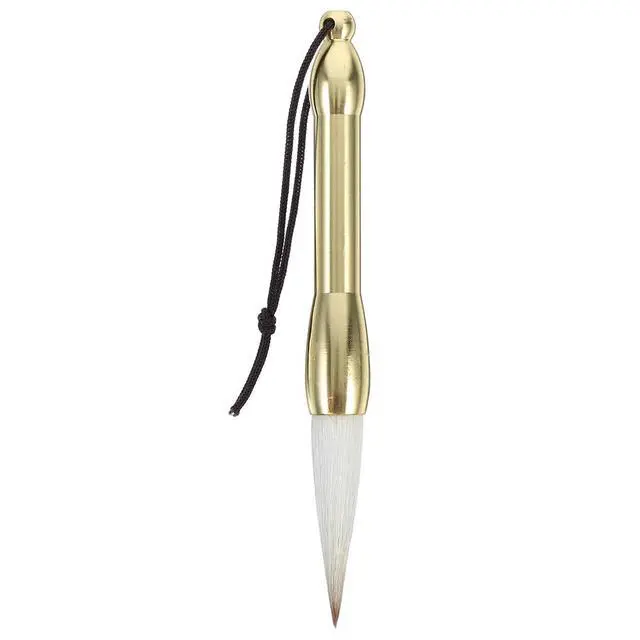 Alt view image 2 of 3 - Mini Pocket Chinese Calligraphy Brush with Copper Rod Handle Soft Bristle for Writing Painting Watercolor Landscape Sumi Brush