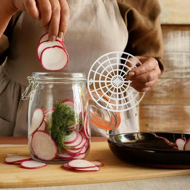 Alt view image 2 of 3 - 5Pcs Round Vegetable Pressing Rack Pickle Jar Press Plate Kimchi Jar Pressure Fermentation Weight Canning Supplies