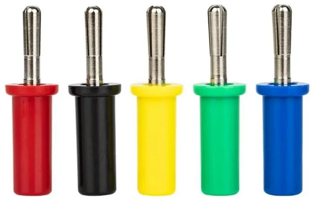 Alt view image 2 of 3 - 5PCS 4mm Cross-slotted Banana Plug Nickel-plated Copper Welded Solid 32A 3000V Banana Plug Connection Terminal Post