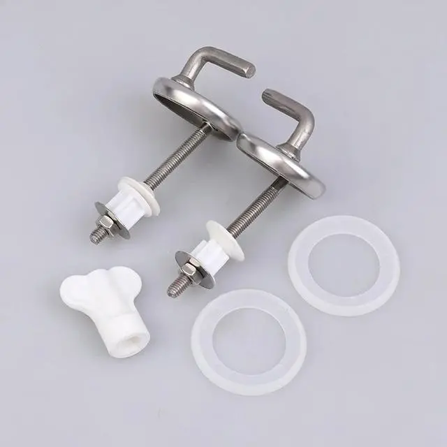 Main image of 2Pcs Toilet For Seat Hinge No Noise Home Stainless Steel Toilet Cover Mounting Connector With Mounting Washer Replacement Parts