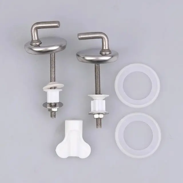 Alt view image 2 of 3 - 2Pcs Toilet For Seat Hinge No Noise Home Stainless Steel Toilet Cover Mounting Connector With Mounting Washer Replacement Parts
