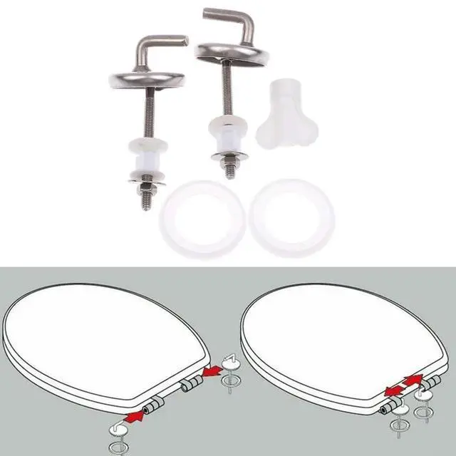 Alt view image 3 of 3 - 2Pcs Toilet For Seat Hinge No Noise Home Stainless Steel Toilet Cover Mounting Connector With Mounting Washer Replacement Parts