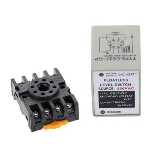 Alt view image 2 of 3 - 1PC C61F-GP AC220V Level Relay Floatless Level Switch Level Controller with Base