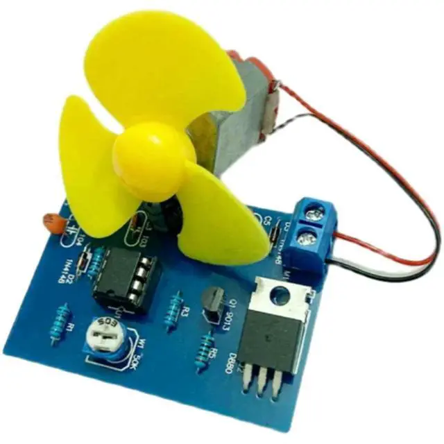 Alt view image 2 of 3 - Electronic Fan NE555 DC Motor Width Speed Adjustment Controller Kit Electronic Production DC4.5V Motor Electronic Training Kit