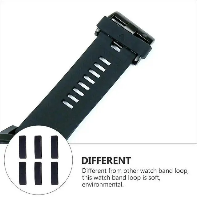 Alt view image 2 of 6 - 6Pcs Premium Silicone Watch Strap Loop Keeper Retainer Ring for Watch Bands Soft Sturdy Easy Install