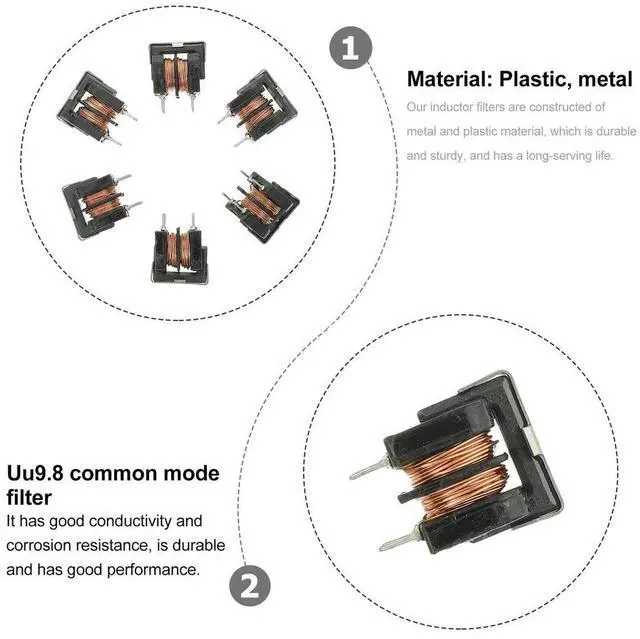 Alt view image 2 of 6 - 10Pcs Common Mode Inductor Filter Uu9.8 7x8mm 5Mh Sturdy Corrosion Resistant Conductive Design Long Life High Efficiency
