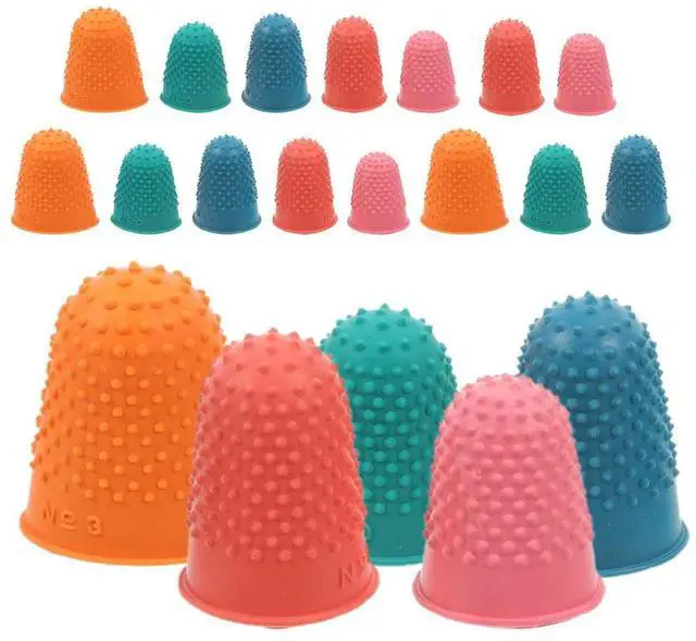 Main image of 20Pcs Rubber Finger Covers Ergonomic Flexible Grip Fingertip Guards for Writing Thumb Protection Money Counting Finger Safety