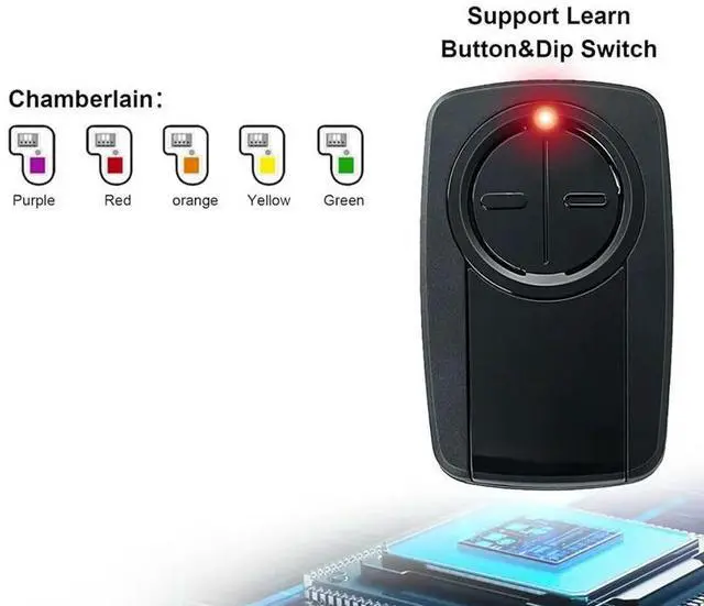 Alt view image 5 of 6 - Klik5u-Bk2 Klik3u-Bk Universal 2-Button Garage Door Opener For Red/Orange/Purple/Green/Yellow Learn Button Or Dip Switch Du