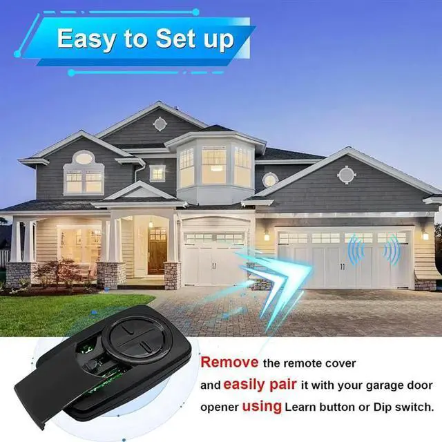 Alt view image 6 of 6 - Klik5u-Bk2 Klik3u-Bk Universal 2-Button Garage Door Opener For Red/Orange/Purple/Green/Yellow Learn Button Or Dip Switch Du