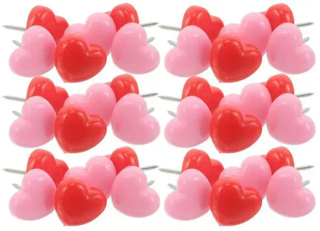 Alt view image 2 of 6 - 150Pcs Cute Heart Push Pins Flat Head Thumbtacks Decorative Office Cork Board Bulletin Board Poster Tacks Pink School Supplies